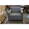 Image 1 : MODERN WOOD FRAMED CLUB  CHAIR, GOOD CLEAN CONDITION