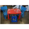 Image 2 : PLASTIC KIDS TABLE, 2 CHAIRS, WOOD STEPS AND DOLL HOUSE