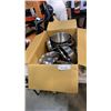 Image 1 : BOX OF POTS, LIDS, STEAMER INSERT