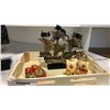 Image 8 : METAL FIGURE, METAL DECOR, 2 WOOD SHIPS, AND MINI CLOGS