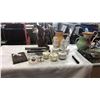 Image 1 : LOT OF WEDDING FIGURES, GRADUATION AND WEDDING SCROLL CASES ON STANDS, BABY CUPS AND FORKS