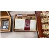 Image 4 : MOTHER OF PEARL WALL PLAQUE WITH CORRESPONDANCE SET AND JEWELRY BOXES