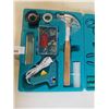 Image 2 : CASED TOOL KIT - INCLUDES GLUE GUN, HAMMER, SCREWDRIVERS, PLIERS, KNIFE, SCISSORS, TAPE MEASURE AND 