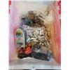 Image 2 : TOTE OF VINTAGE ELECTRICAL HARDWARE - RESISTORS, LIGHTS, CAPACITORS, B& W DIP METER, ETC