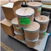 Image 2 : 4 WHEEL HAND CART WITH 10 CARDBOARD LOCK TOP BARRELS AND 3 BOXES OF LIDDED BOXES