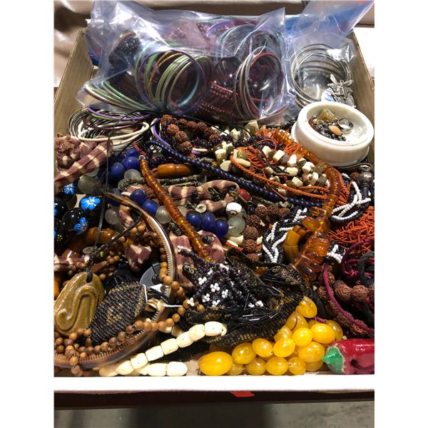 Box of assorted estate jewellery & accessories