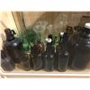 Image 2 : Showcase filled w/ assorted vintage glassware - amber/ clear/ green etc.