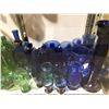 Image 3 : Showcase filled w/ assorted vintage blue & green glasswares