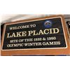 Image 2 : Welcome to Lake Placid Site of the 1932 &1980 Olympic Winter Games large wooden sign w/ steel platfo