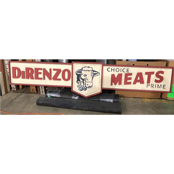 DiRENZO CHOICE MEATS PRIME wooden advertisement sign from the love show - approx. 8ft x 1 1/2ft