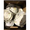 Image 1 : Five boxes of assorted multiple sets of China dinnerware - plates/ bowls/ cups/ serving pieces etc.