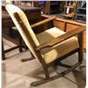 Image 2 : Yellow fabric upholstered oak rocking chair from the love show