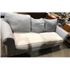 Image 1 : Contemporary grey upholstered sofa (seat cushions need upholstery) from the love show