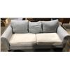 Image 2 : Contemporary grey upholstered sofa (seat cushions need upholstery) from the love show