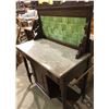 Image 3 : Early 1900's mahogany wash stand w/ marble top & green tile back splash from the love showÊ