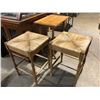 Image 2 : Group of 3 assorted side tables wood & rush seat from the love show