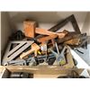 Image 2 : Two boxes of assorted vintage wood working tools - hand drills/ rulers/ mallet/ squares & levels