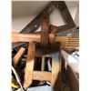 Image 5 : Two boxes of assorted vintage wood working tools - hand drills/ rulers/ mallet/ squares & levels