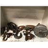 Image 1 : Shelf lot of vintage metal pulleys & tie-down strap