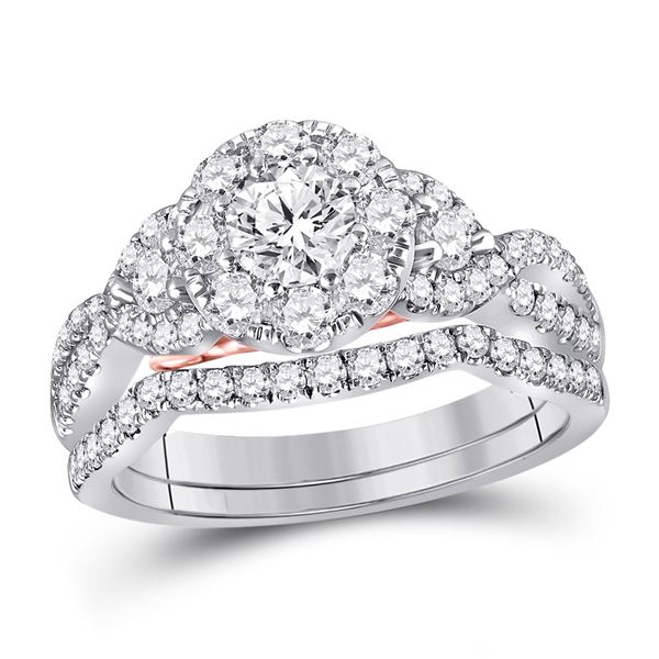 Diamond Bridal Wedding Ring Band Set 1-1/2 Cttw 14kt White Gold