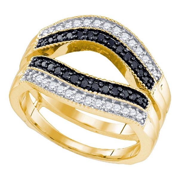 Black Color Enhanced Diamond Wrap Ring Guard Enhancer 1/2 Cttw 10kt Yellow Gold