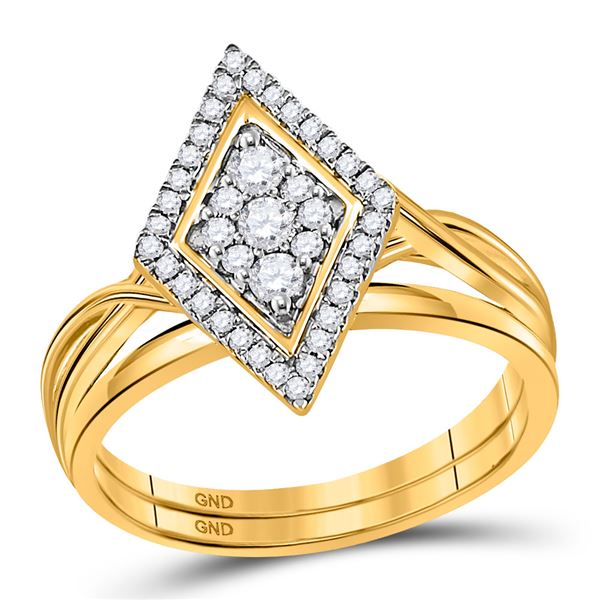 Diamond Bridal Wedding Ring Band Set 1/3 Cttw 10kt Yellow Gold