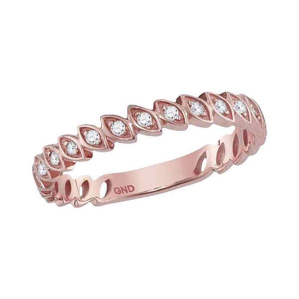 Diamond Marquise Shape Stackable Band Ring 1/10 Cttw 10kt Rose Gold