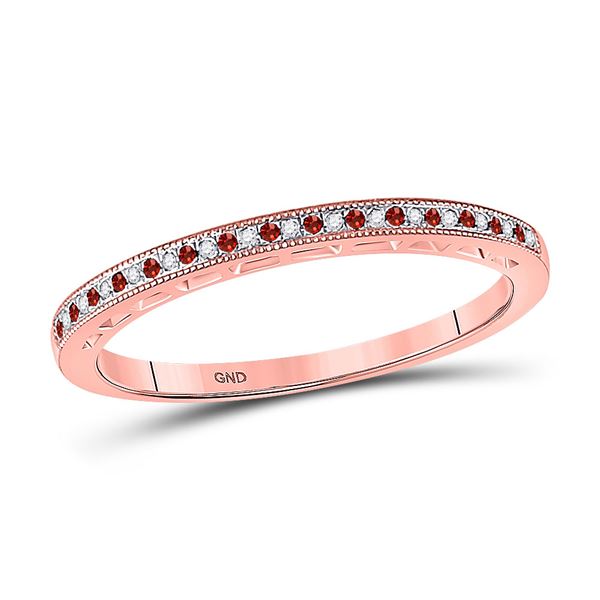 Red Color Enhanced Diamond Slender Band Ring 1/12 Cttw 10kt Rose Gold