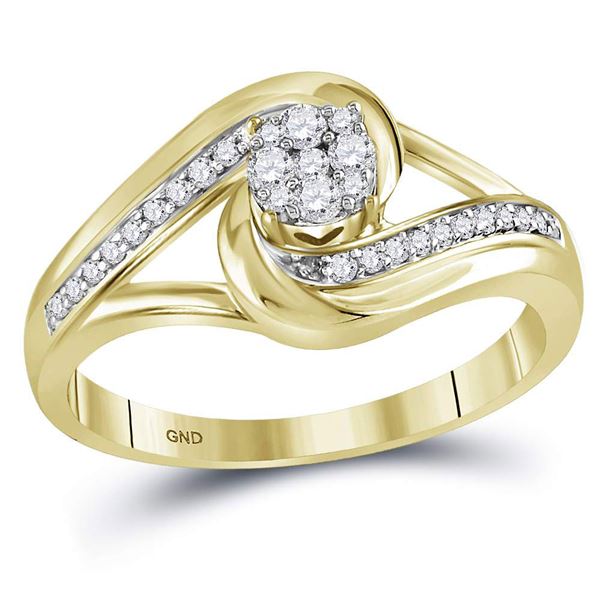 Diamond Swirl Flower Cluster Ring 1/4 Cttw 10kt Yellow Gold