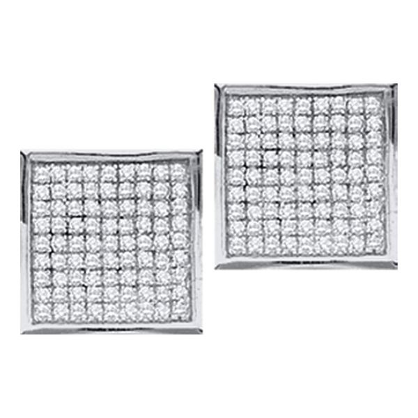 Diamond Square Earrings 1/20 Cttw 10kt White Gold
