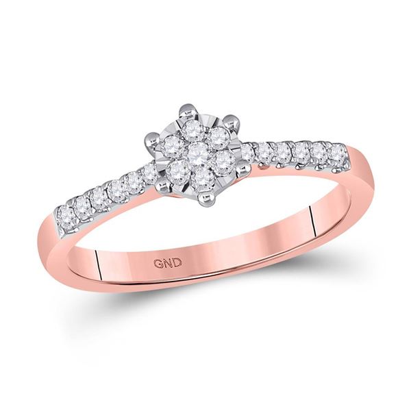 Diamond Flower Cluster Stackable Band Ring 1/5 Cttw 10kt Rose Gold