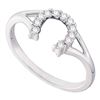 Image 1 : Diamond Lucky Horseshoe Split-shank Ring 1/10 Cttw 10kt White Gold