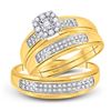 Image 1 : His Hers Diamond Halo Matching Wedding Set 1/3 Cttw 10kt Yellow Gold