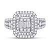 Image 2 : Baguette Diamond Cluster Ring 1-1/5 Cttw 14kt White Gold