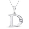 Image 1 : Diamond D Initial Letter Pendant 1/20 Cttw 10kt White Gold