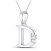 Image 2 : Diamond D Initial Letter Pendant 1/20 Cttw 10kt White Gold