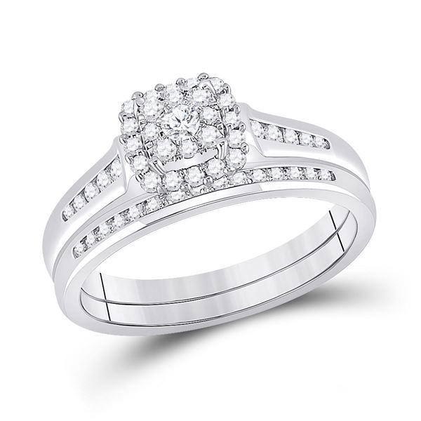 Diamond Bridal Wedding Ring Band Set 1/2 Cttw 10kt White Gold
