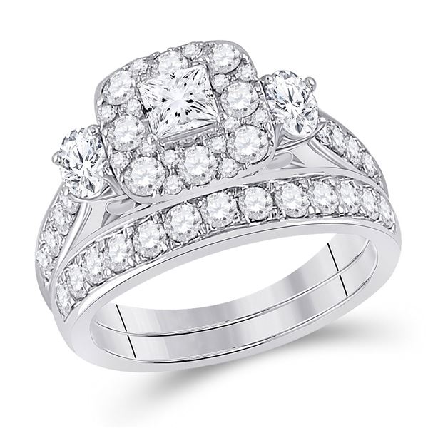 Princess Diamond Bridal Wedding Ring Band Set 2 Cttw 14kt Two-tone Gold