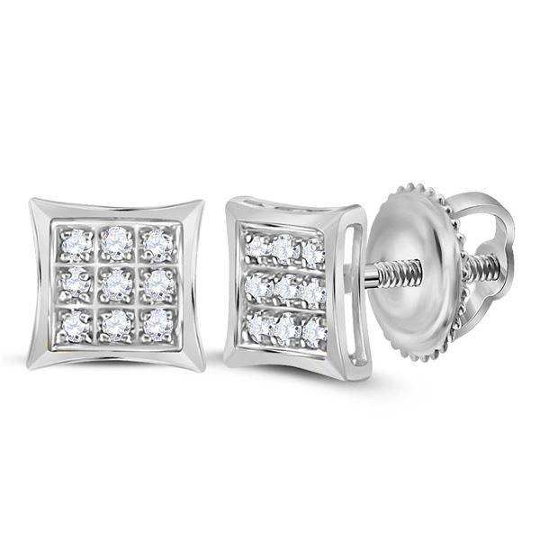 Diamond Kite Cluster Earrings 1/20 Cttw 14kt White Gold