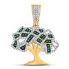 Image 1 : Mens Green Color Enhanced Diamond Money Tree Charm Pendant 3/4 Cttw 10kt Yellow Gold