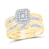 Image 2 : His Hers Diamond Solitaire Matching Wedding Set 1/3 Cttw 10kt Yellow Gold