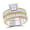 Image 2 : His Hers Diamond Cluster Matching Wedding Set 1 Cttw 14kt Two-tone Gold