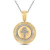 Image 1 : Mens Diamond Ankh Circle Charm Pendant 1/2 Cttw 10kt Yellow Gold