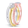 Image 2 : Diamond Trio Stackable Band Ring Set 1/5 Cttw 10kt Tri-Tone Gold