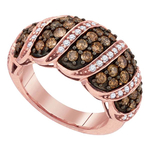 Brown Diamond Cascading Band Ring 1-1/2 Cttw 10kt Rose Gold