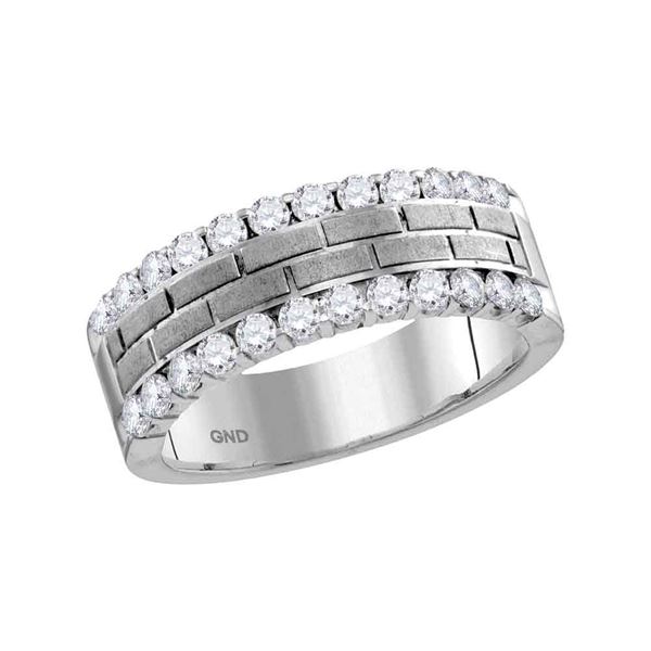 Mens Diamond Wedding Brick Band Ring 1 Cttw 10kt White Gold