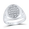 Image 1 : Mens Diamond Oval Cluster Ring 1/4 Cttw 10kt White Gold