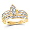 Image 2 : His Hers Diamond Cluster Matching Wedding Set 1/4 Cttw 10kt Yellow Gold