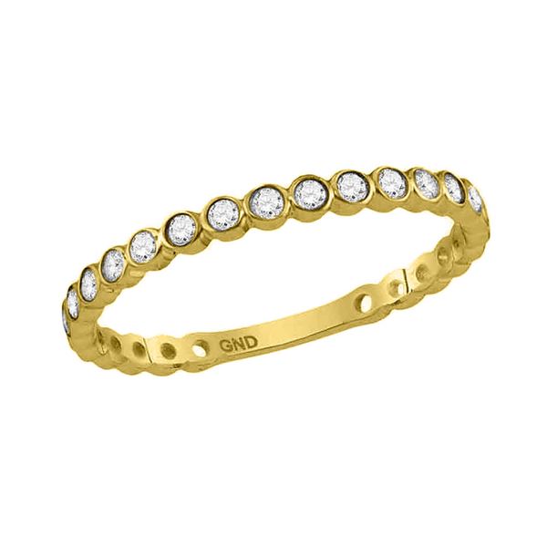 Diamond Bezel Set Stackable Band Ring 1/5 Cttw 10kt Yellow Gold