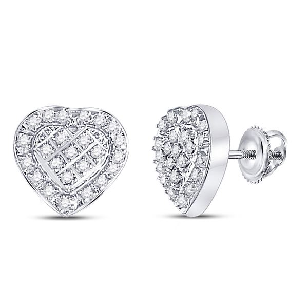 Diamond Heart Earrings 1/20 Cttw Sterling Silver